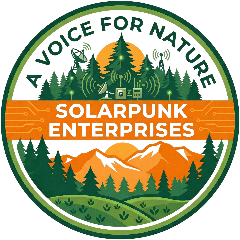 Solarpunk Enterprises logo: A voice for nature.